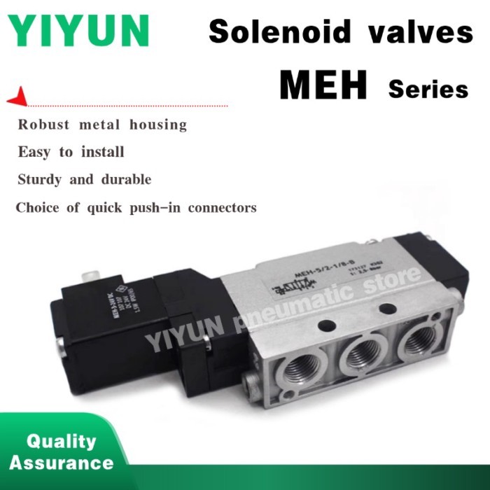 MEH MEBH-5/2, 3/2, 5/3E ,5/3G-1/8 5.0-P-L -S-B MEH-5/2-1/8-P-B YIYUN Solenoid valves MEH Series Pne