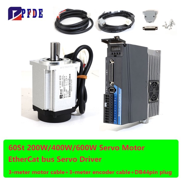 200w 400w 600w Servo Motor Set+EtherCat Bus Servo Driver+3m Standard Cable 0.64N.M 1.27N.M 1.91N.M