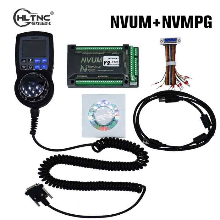 CNC Mach3 NVUM USB/ Ethernet NVEM Breakout Board + NVMPG 6axis Handwheel With LCD Display 6 Axis MP