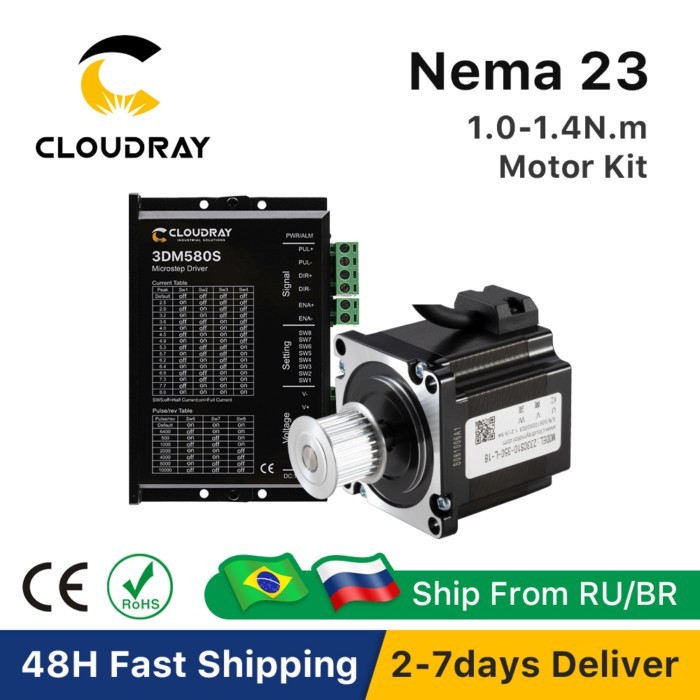 Cloudray Nema 23 Stepper Motor Driver Kit 3 Phase Stepper Motor 1.0N.m/2.0N.m with GEAR for CNC Rou