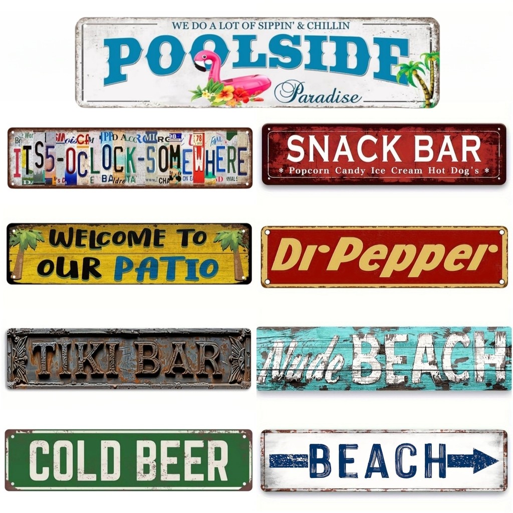 Vintage ตลก Beach Tiki Bar เบียร์โลหะอลูมิเนียมป้าย Retro ป้ายสําหรับ Bar Club Man Cave Home Kitchen