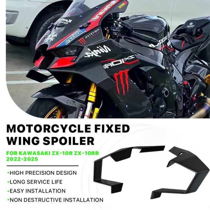 For Kawasaki ZX-10R ZX10R ZX 10R 2022-2025 Motorcycle Side Winglet Spoiler Retrofit Aerodynamic Cow