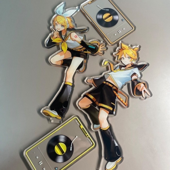 Vocaloid Kagamine Rin Kagamine Len ขาตั้งอะคริลิคน่ารักเกมตัวละครตกแต่งโต๊ะสะสม