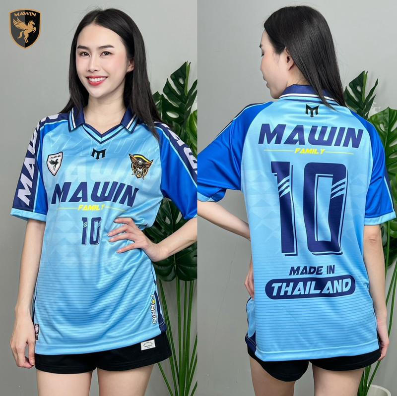 PLSS-D39 2025 New MAWIN เสื้อกีฬาคอปกพิมพ์ลาย Family Sport ใส่ได้ทั้งหญิง ชาย