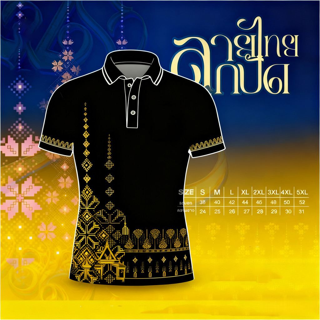 เสื้อโปโลสีดำ เสื้อเชิ้ตแขนสั้นสีดำ ไซส์ใหญ่ สำหรับทุกคน