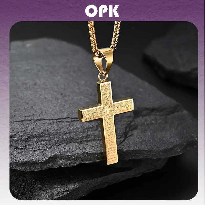 สร้อยคอจี้ไม้กางเขนเหล็กไททาเนียม สำหรับผู้ชาย OPK