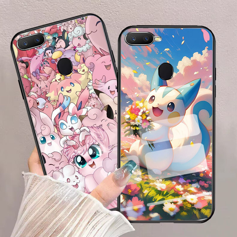 G-27 Pokemon Pikachu กระจกนิรภัยสําหรับ OPPO A3S A12S A11K A5S F9 A12E F7 A12 F5 A7 2018 Pro กรณี