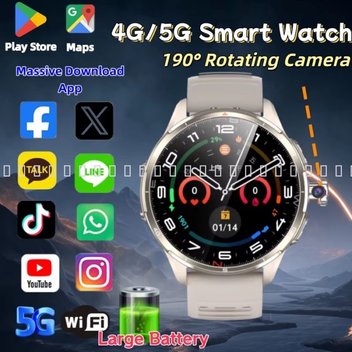 จัดส่งจากกรุงเทพฯ  นาโน 4G / 5G ซิมการ์ด SmartWatch 8GB + 128GB GPS Wifi HD กล้องอัตราหัวใจ Google P