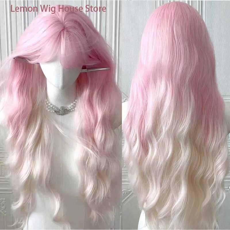 bre White Synthetic Wigs with Bangs Long Curly Hair Lolita for Women  Cosplay Halloween Costume Wig