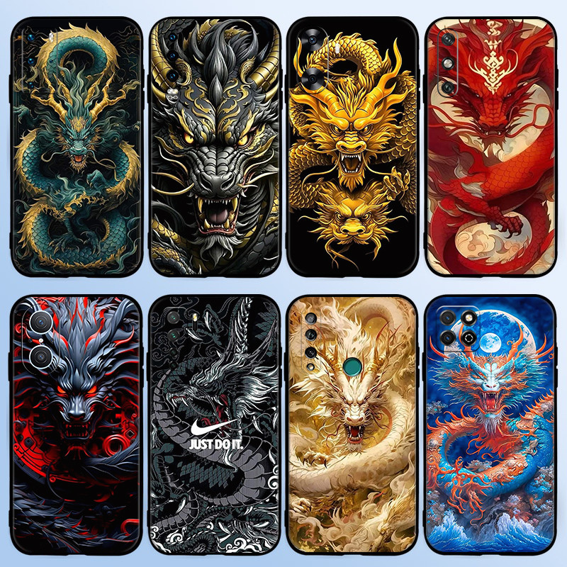 สําหรับ Huawei Nova 2i 2 Lite 3 3i 4E 5i 5T 7 10 SE 8i Y61 Cool จีนมังกร 8Y16 นุ่มสีดํา TPU เคสโทรศั
