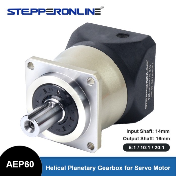 STEPPERONLINE Nema 24 Motor Reducer Helical Planetary Gearbox High Precision Gear Ratio 5:1 10:1 20