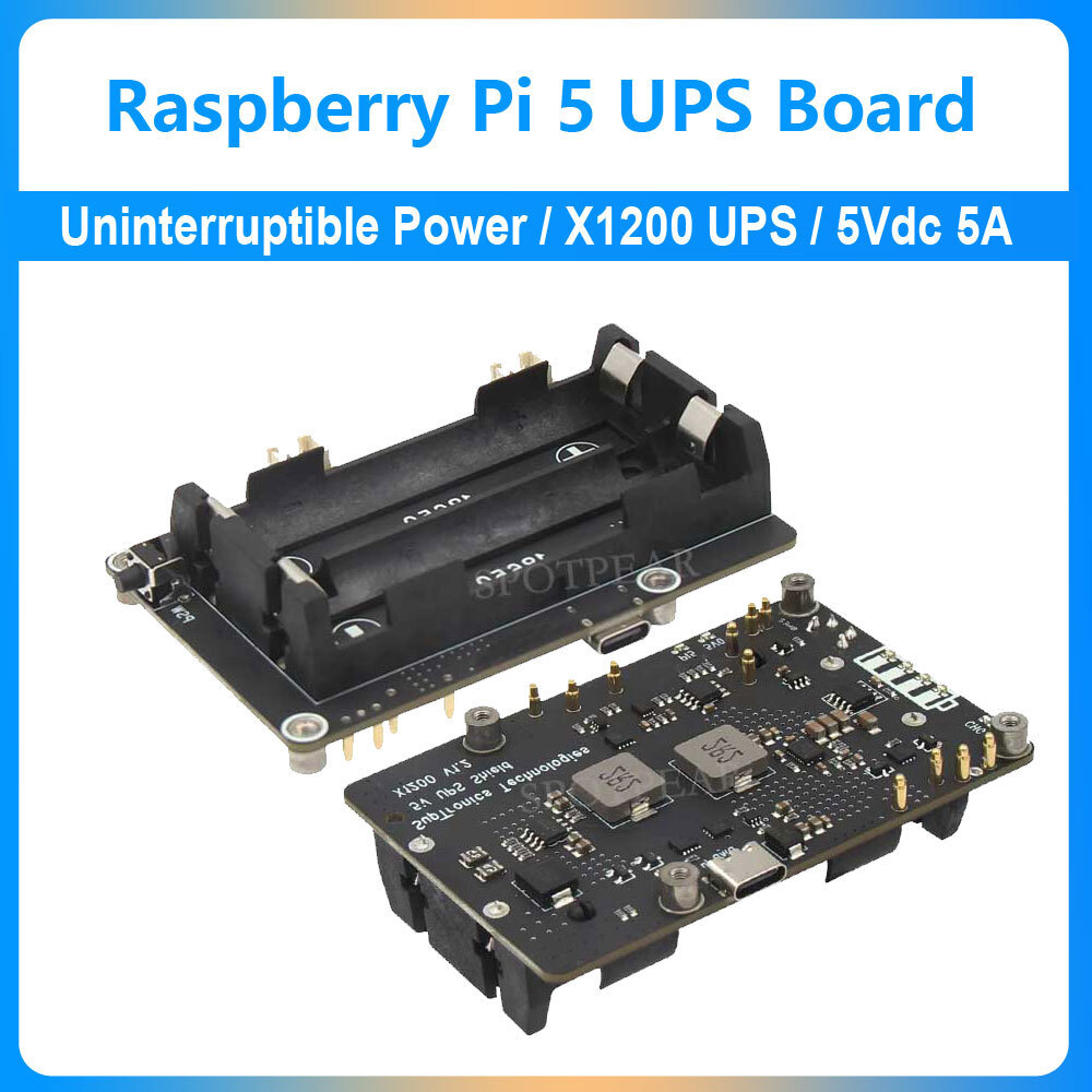 Raspberry Pi 5 UPS บอร์ดขยายเครื่องสํารองไฟ 5V 5A สําหรับ 18650-Li-Battery (NOT includ)