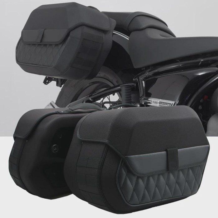 PE Hard Saddlebag Motorcycle Waterproof Leather Side Bag 19.5L for harley Softail Slim FLSL 17-23 L