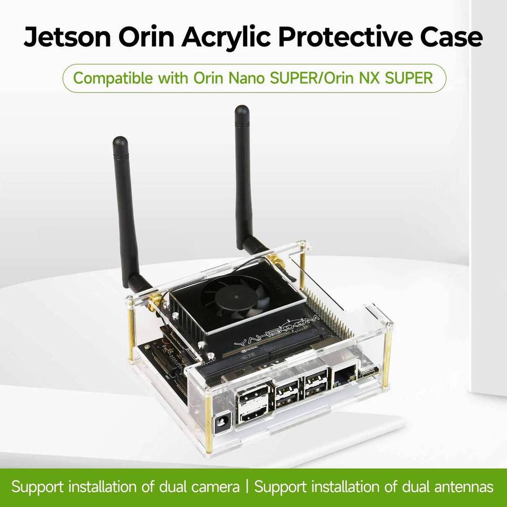 Jetson อะคริลิคป้องกันกรณีฟรีการ์ดเครือข่ายไร้สายเสาอากาศสําหรับ Jetson Orin Nano SUPER /Orin NX SUP