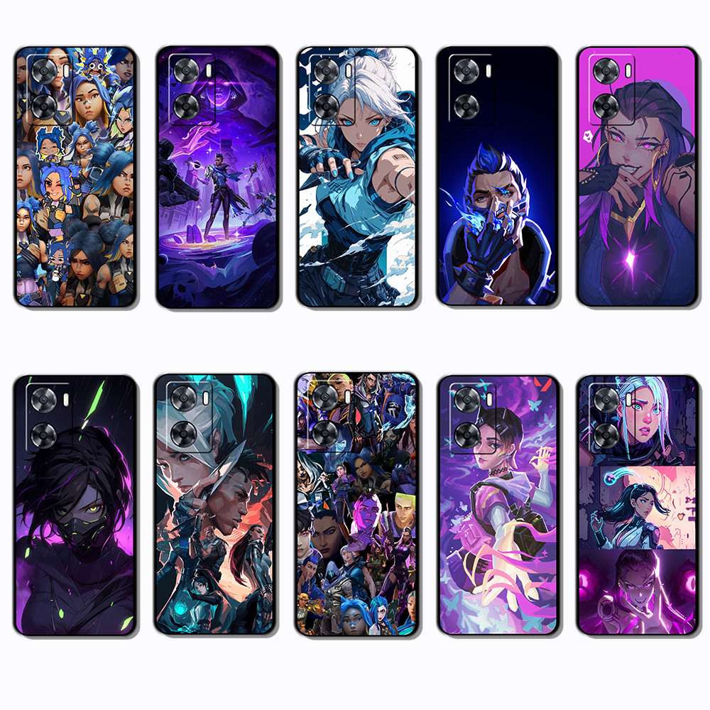 เคสโทรศัพท์สีดําแบบนุ่มสําหรับ OPPO A57 A77 A57E 4G A77 5G Valorant caseg
