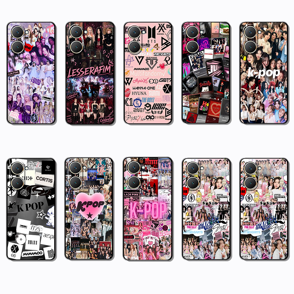 Vivo Y03 Y30T Y18 Y18S Y18E T3 Z9 lite Y37M K-POP เคสโทรศัพท์สีดํานุ่มแฟชั่น