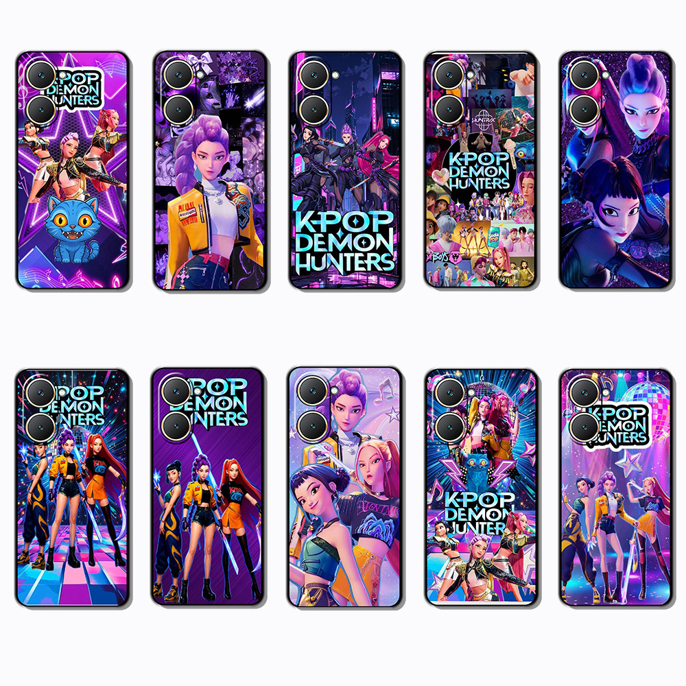 Vivo Y03 Y30T Y18 Y18S Y18E T3 Z9 lite Y37M KPop Demon Hunters แฟชั่นเคสโทรศัพท์สีดํานุ่ม