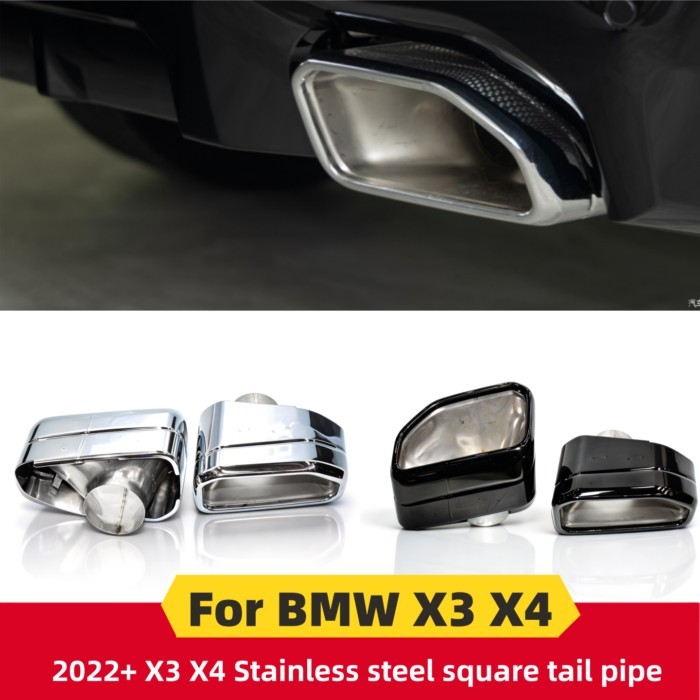 Stainless steel square exhaust pipe nozzle suitable for BMW X3 G01 X4 G02 2022 model upgrade black
