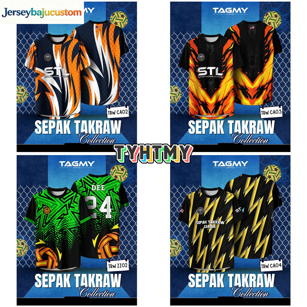ฟรีที่กําหนดเองBaju STL Lelaki ออกแบบใหม่รอบคอUnisex Jersey Sepakตะกร้อJerseyชื่อที่กําหนดเองคุณภาพส