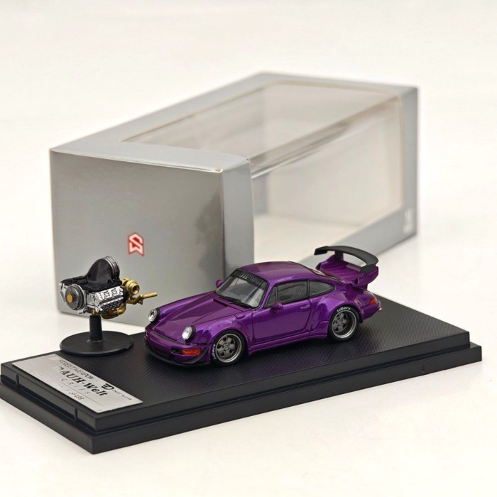 SW 1: 64 Porsche Porsche RWB 964 พร้อมเครื่องยนต์จําลองรถรุ่นพร้อมสต็อก