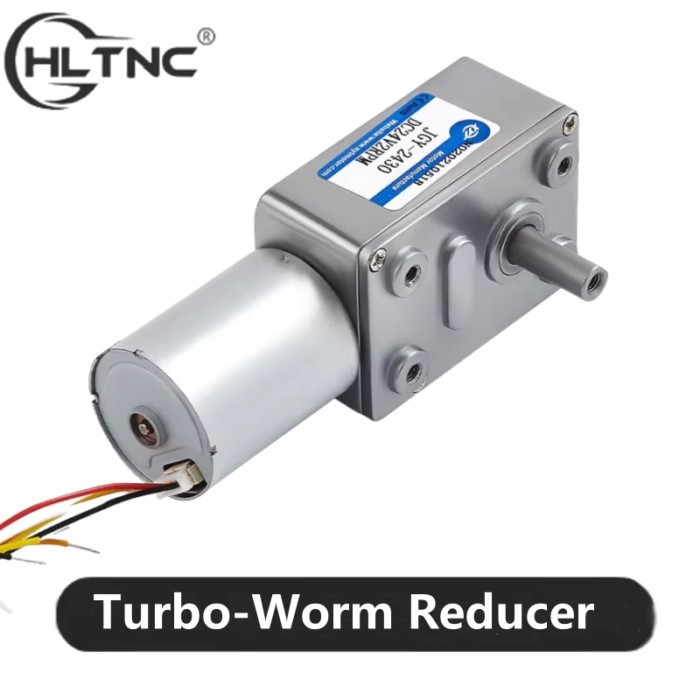 HLTNC JGY-2430 Mini DC Gear Motor Brushless Worm Drive Turbine Reducer Self-Locking Small Motor 12V