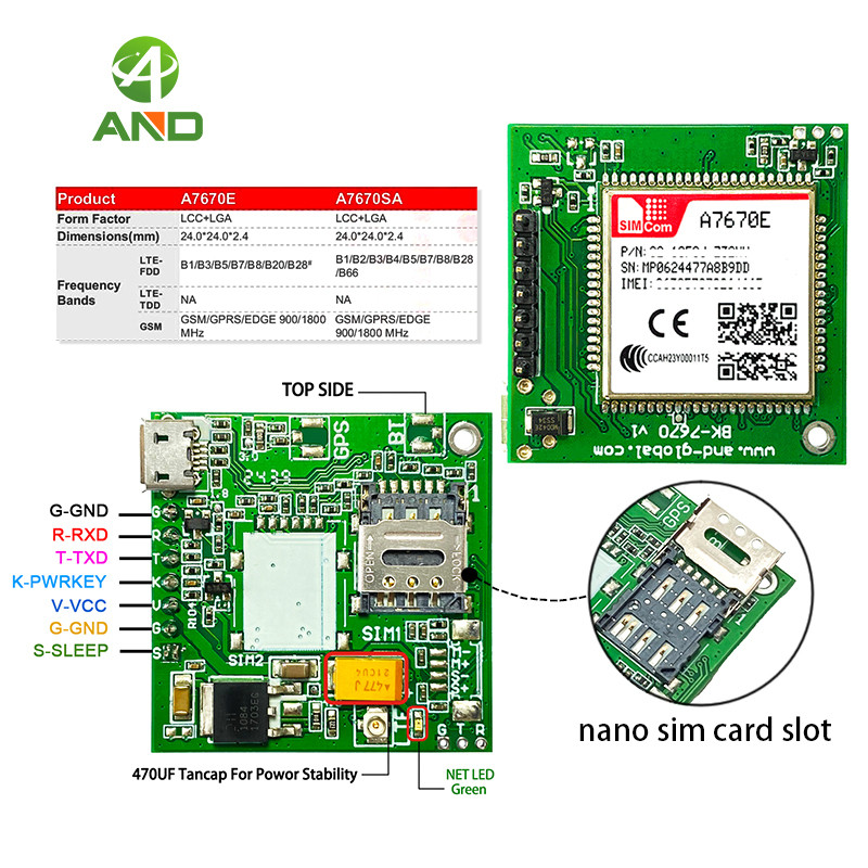และรองรับ WiFi Scan A7670E 4G LTE Cat 1 Single Simcard Slot สําหรับยุโรปเอเชียตะวันออกเฉียงใต้ West 
