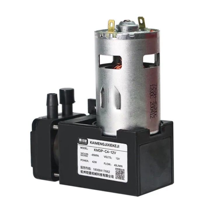 Mini DC Oil Free Vacuum Pump, 12V / 24V, 42W, Small Vacuum Pump, Diaphragm Pump, Air Pump, 85KPA +