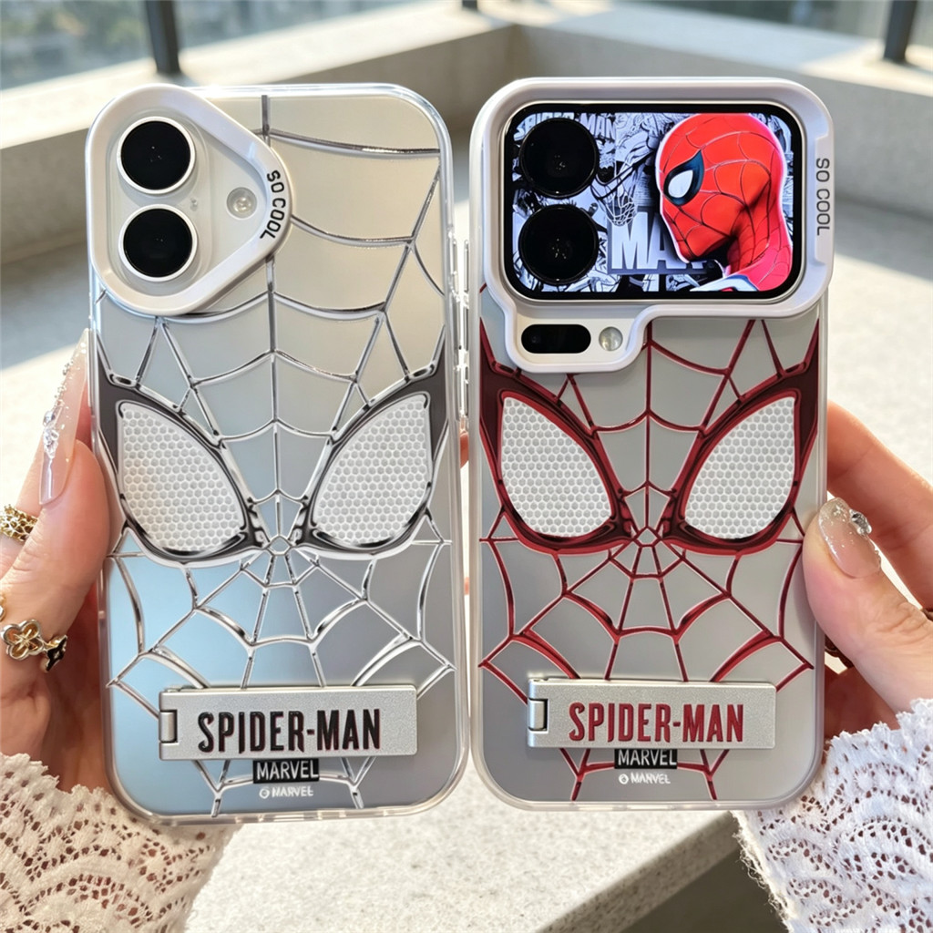 CaseElectro‐silver Web Mask Outline พิมพ์พับขาตั้งในตัวกันกระแทกเคสโทรศัพท์สําหรับ Honor 400 500 200