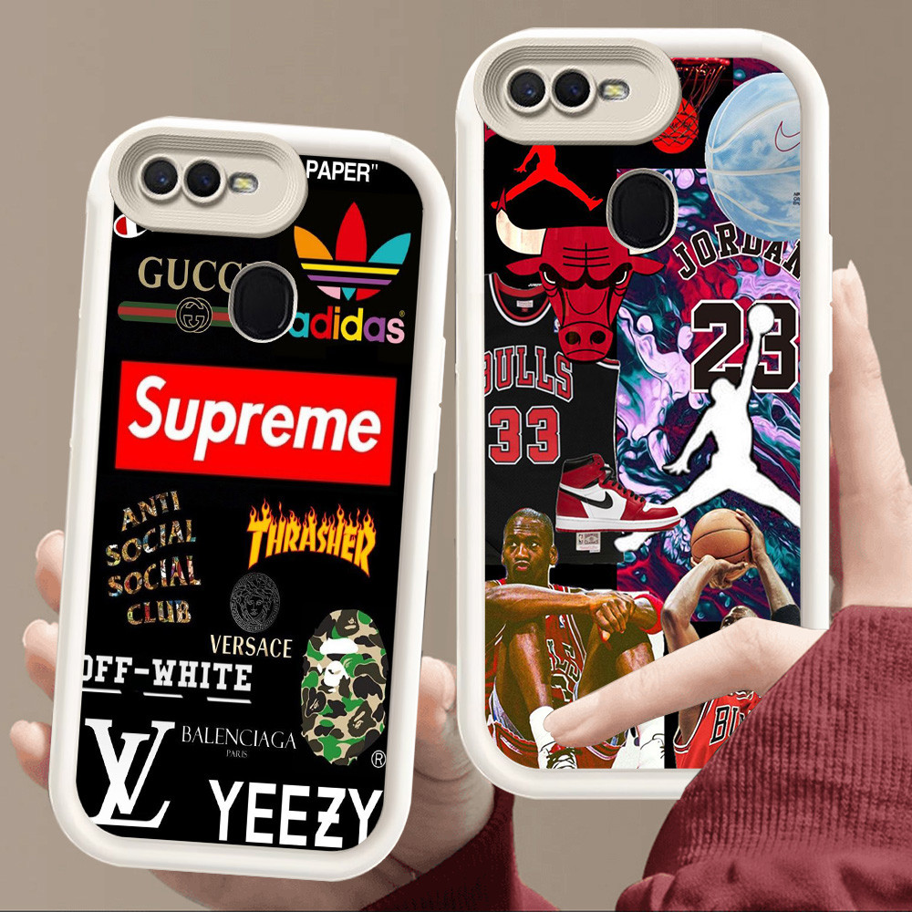 เคสสําหรับ OPPO A12 A5S A1K F5 A12E A7 F9 F7 A3S A5 A12s Pro นุ่มสีขาว E48 โลโก้บาสเกตบอล