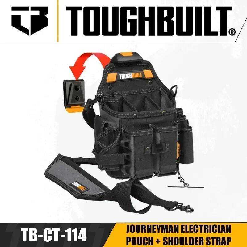 TOUGHBUILT TB-CT-114 กระเป๋าช่างไฟฟ้า Journeyman + สายสะพายไหล่หนาความจุขนาดใหญ่กระเป๋าคาดเอว