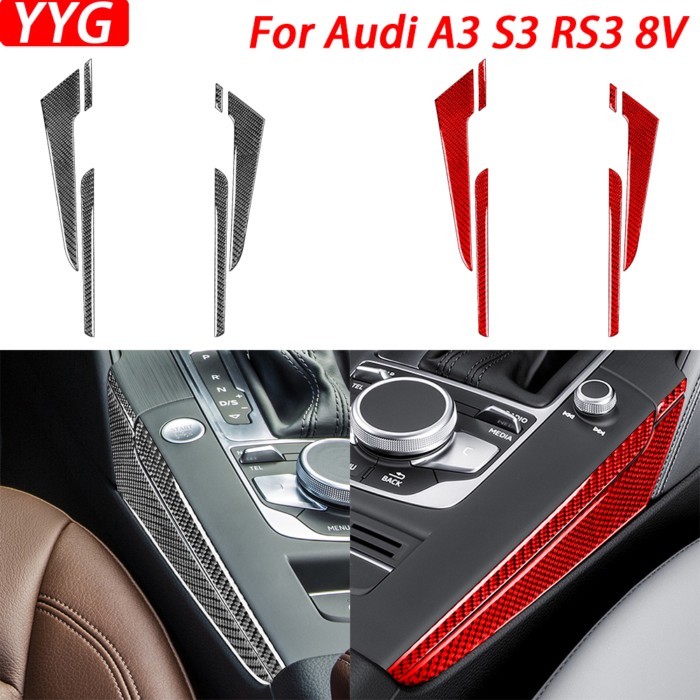 For Audi A3 S3 RS3 8V 2013-2019 Carbon Fiber Gear Shift Console Side Panel Decorative Cover Car Int