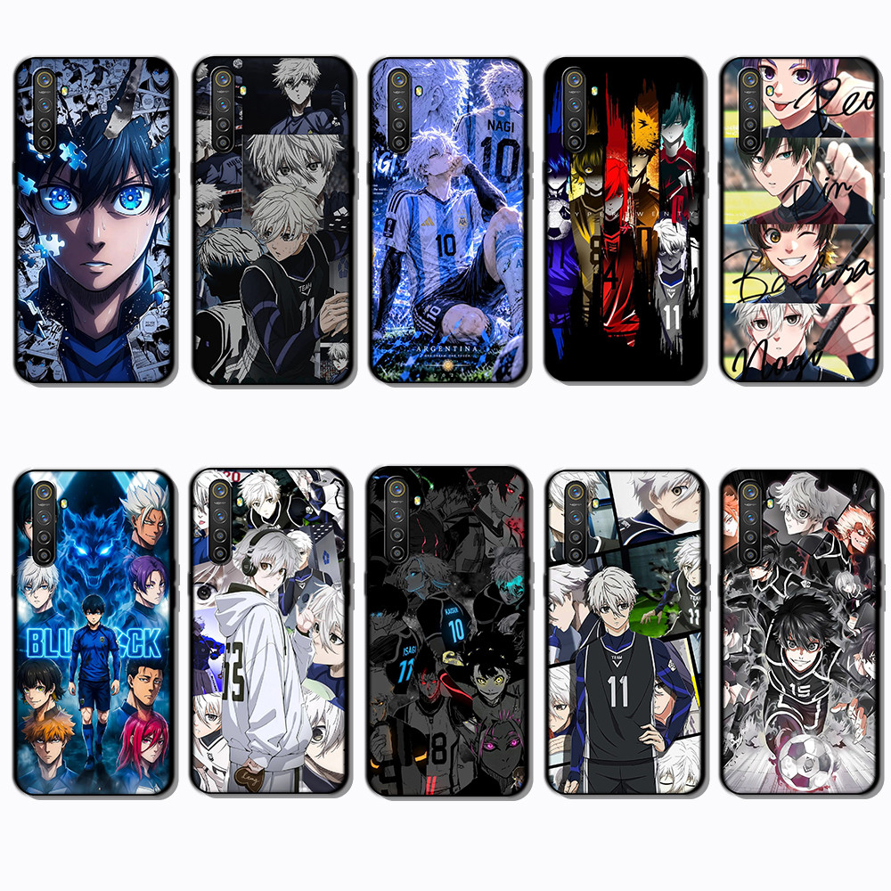 เคสโทรศัพท์สีดําแบบนุ่มสําหรับ Realme 3 5 6 Pro 5i 5s 6i 7i BLUE LOCK caseg