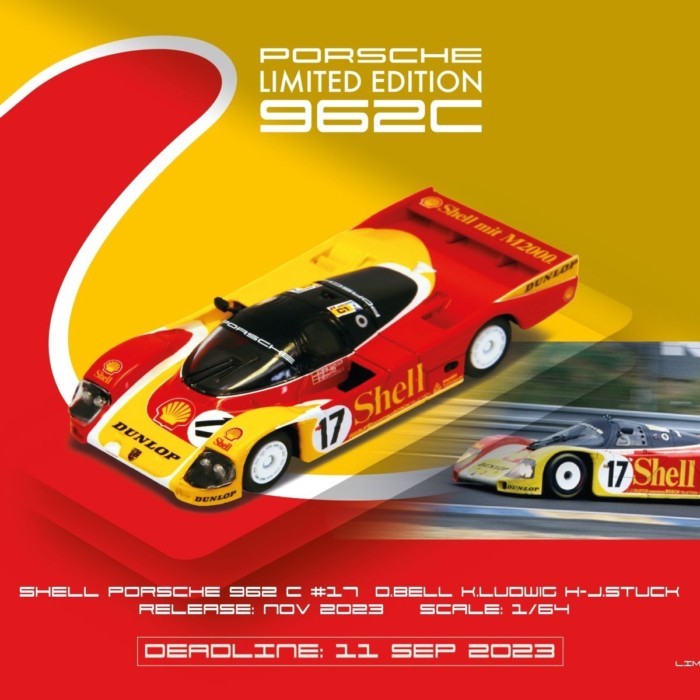 TINY Co-Branded SPARKY Porsche 962 SHELL SPARK โมเดลรถ Micro Shadow