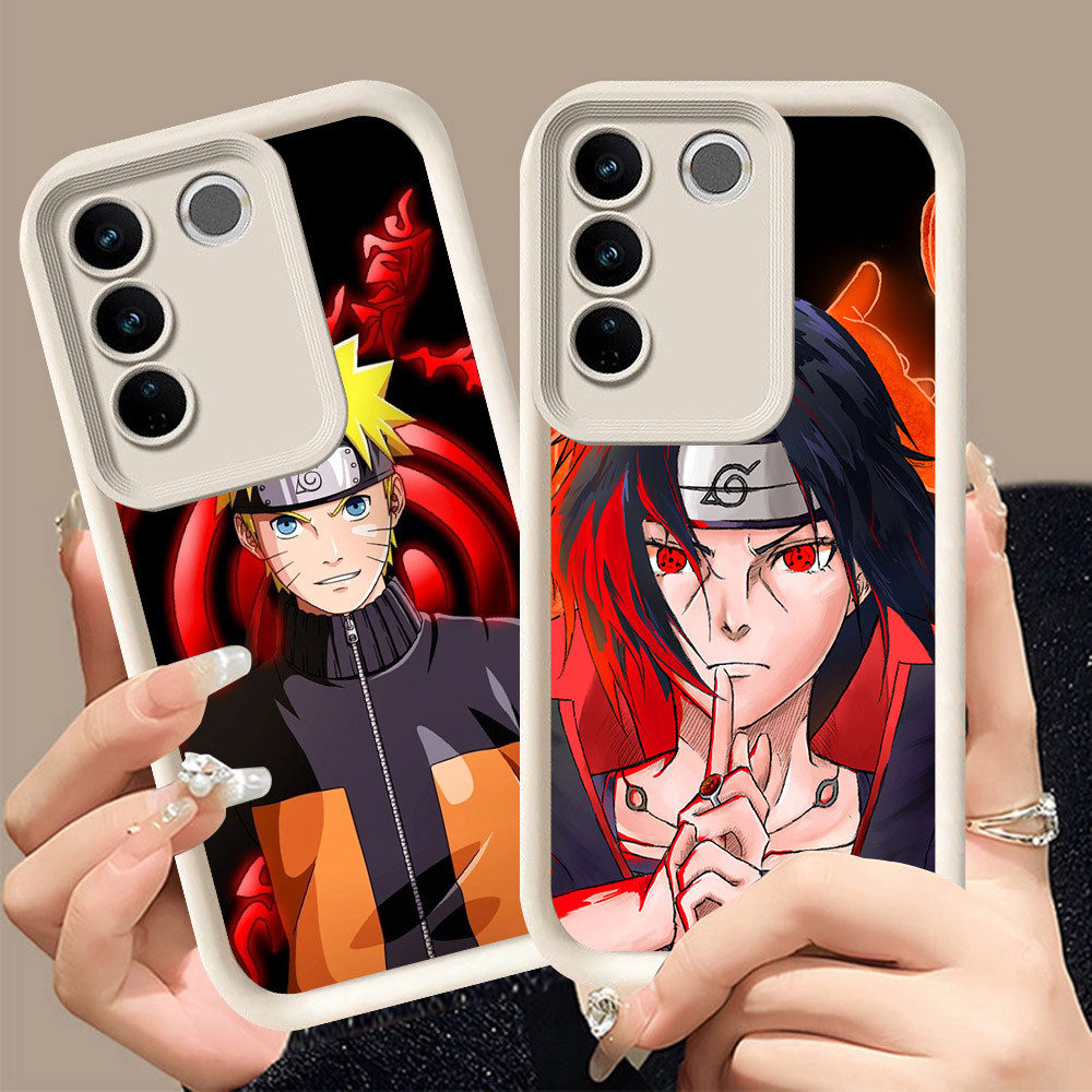 Q-26 Naruto ขาวดำเคสโทรศัพท์หรับ VIVO V29E V29 V27 Pro ปกสีชมพู