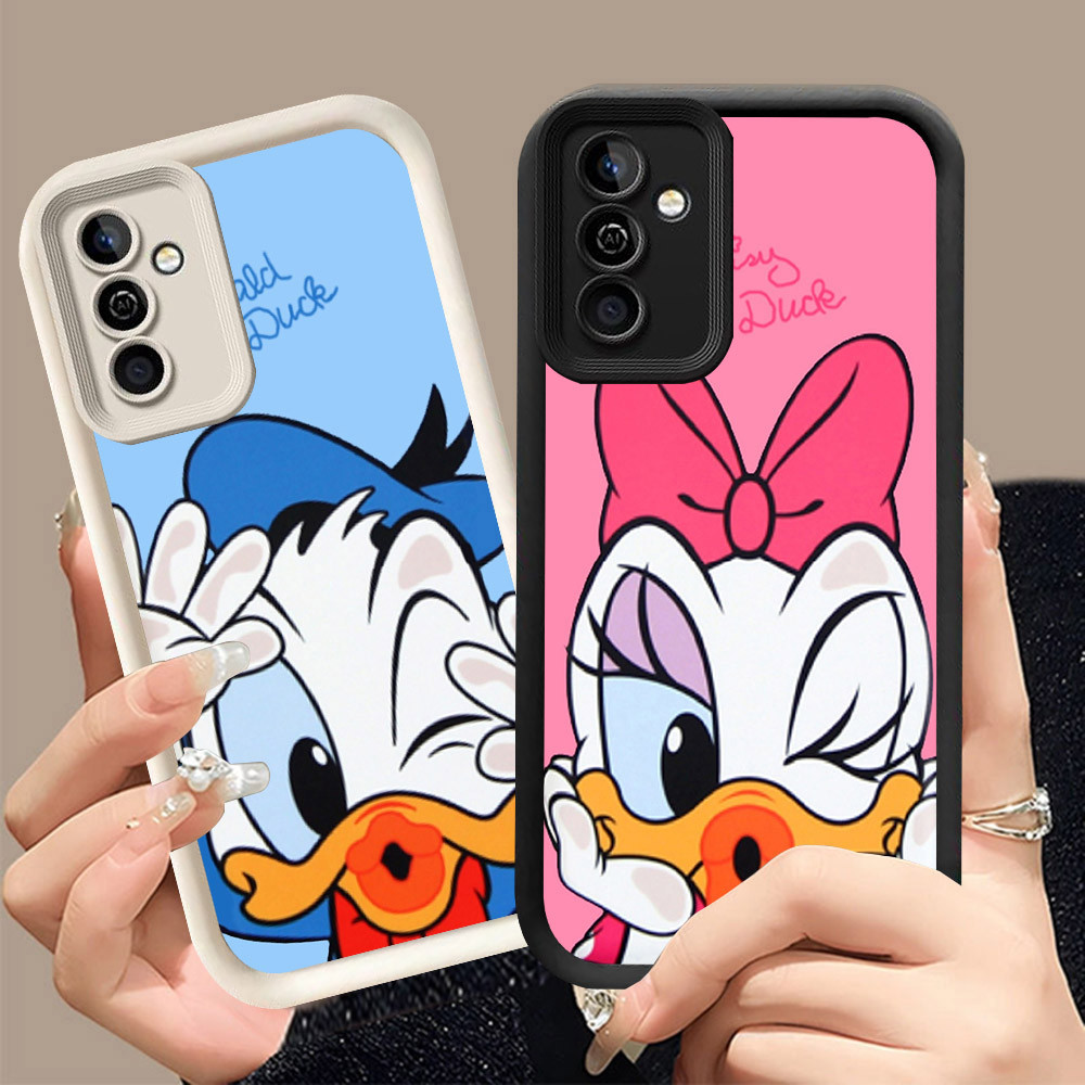 Q-34 Donald Duck ขาวดำเคสโทรศัพท์หรับ Samsung A54 A56 A36 A37 A55 A35 A16 5G ปกสีชมพู