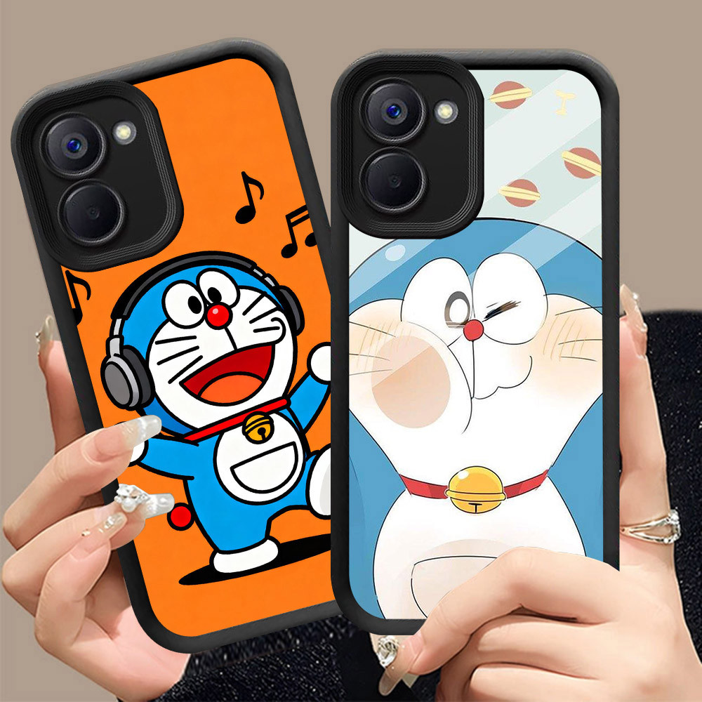 Q-6 Doraemon cute ขาวดำเคสโทรศัพท์หรับ Xiaomi POCO C81X C65 C71 X7 Pro ปกสีชมพู
