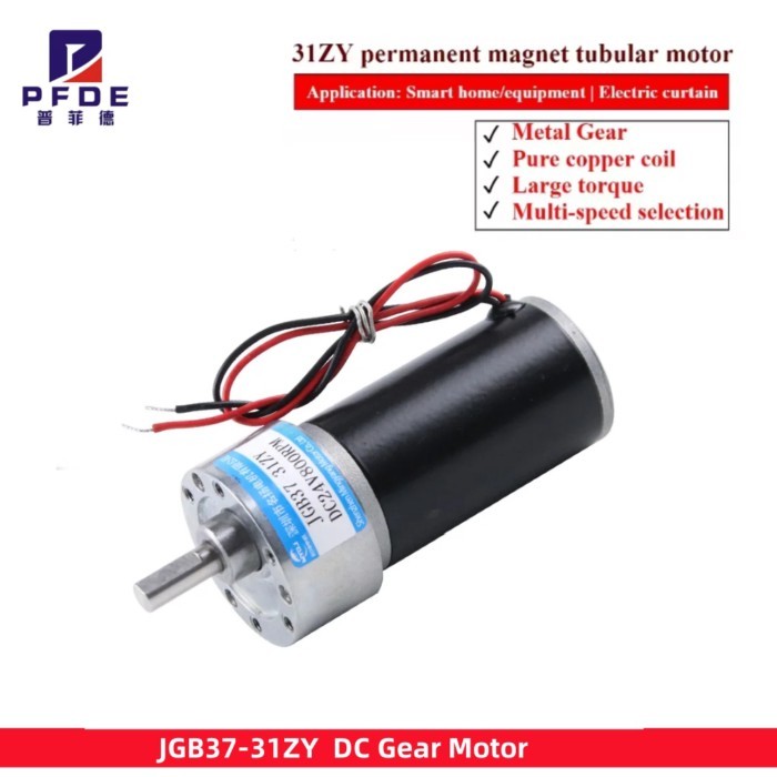 JGB37-31ZY DC  24V Large Torque Metal Tubular Gearbox Reduction Gear Motor  gearmotor eccentric gea