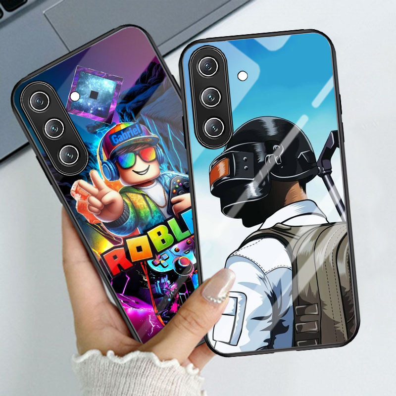 T-28 PUBG Roblox กระจกนิรภัยสําหรับ Samsung A05S M17 A15 A24 A04S A14 A17 A56 A16 5G กรณี