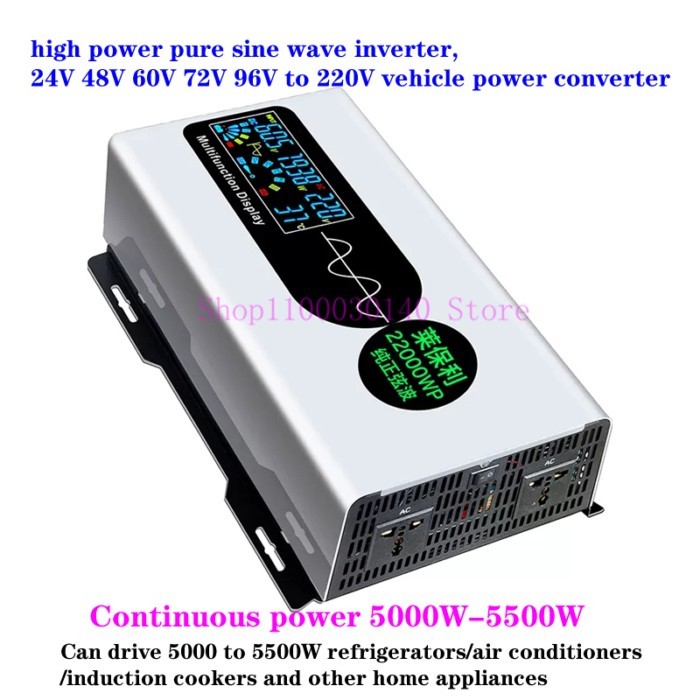 24V 48V 60V 72V 96V to 220V vehicle power converter, pure sine wave car inverter, Continuous power