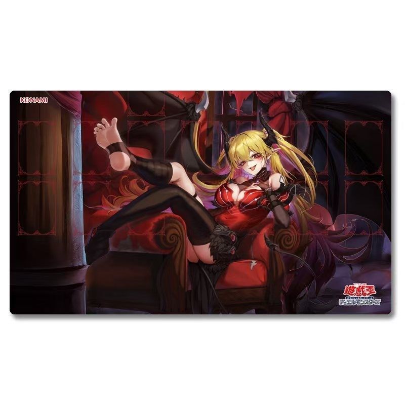 Yu-Gi-Oh การ์ด Mat DIY Red Tears Demon หนา 3 มม.ฟรี Seaming 600 * 350 ขนาดเสื่ออย่างเป็นทางการ HD