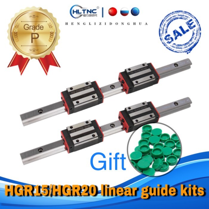 CN RU warehouse CNC guide 2 pcs HGR15 HGR20 linear square rail + 4pcs blocks slides carriages HGH15