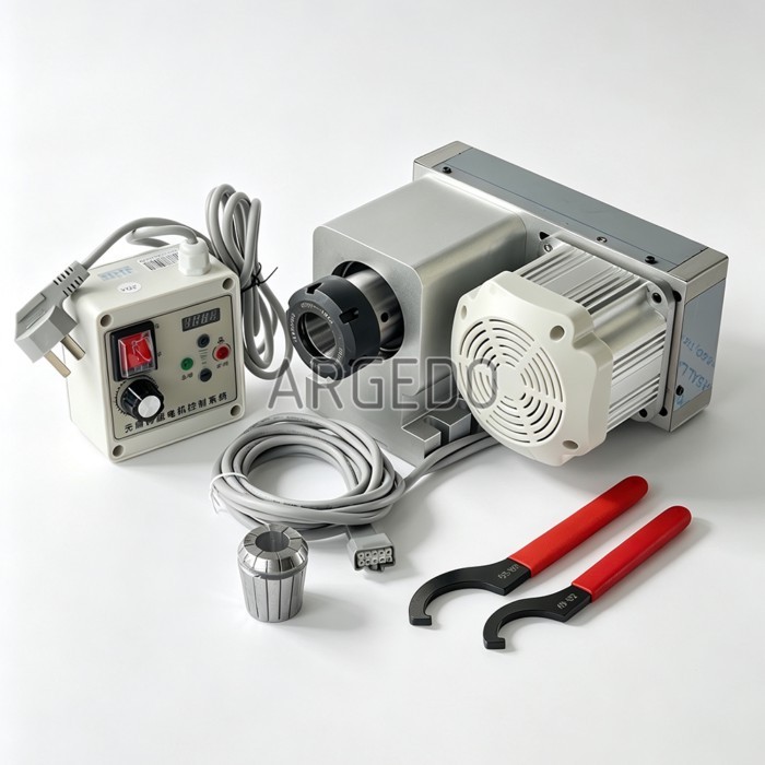 CRA305 CNC Machine Rotary Axis 4th Axis A Axis with 3-jaw/4-jaw Chuck & 550W 220V AC Brushless Serv