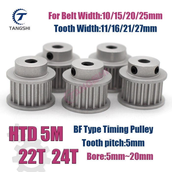 HTD 5M 22 Teeth 24 Teeth Synchronous Timing Pulley Bore 5mm to 20mm for Width 10/15/20/25mm Belt 5M