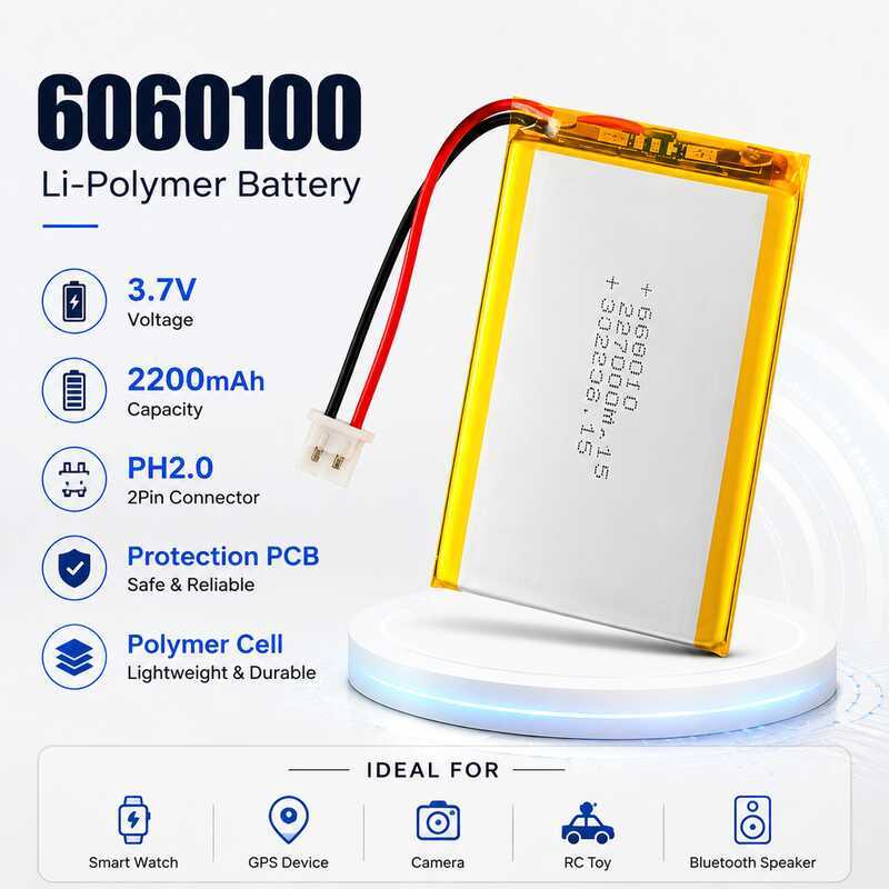 r Battery 6060100 3.7V 5000Mah Lipo Replacement Cell For Smart Watch Power Bank Bluetooth Audio Toy