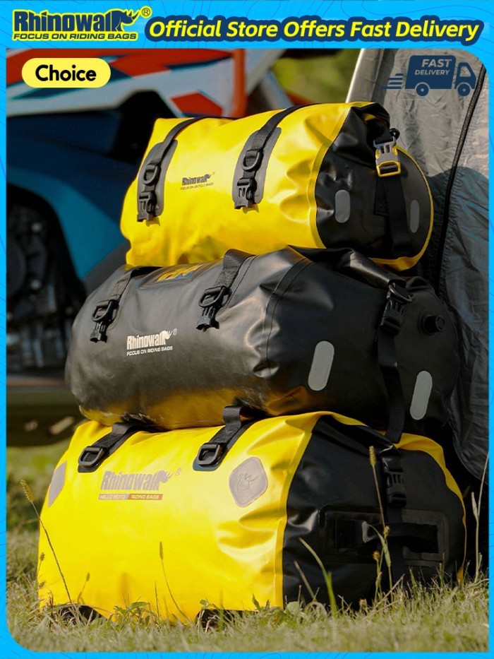Rhinowalk Motorcycle Back Seat Bag Waterproof  20L-45L-65L Motorbike Tail Bag Saddlebag Travel Lugg