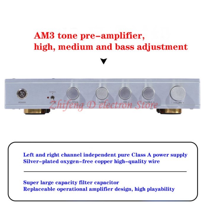 AM3 Class A tone pre-amplifier, audio treble, mid-bass adjustment. NE5534 or LME49710HA op amp, 4 I