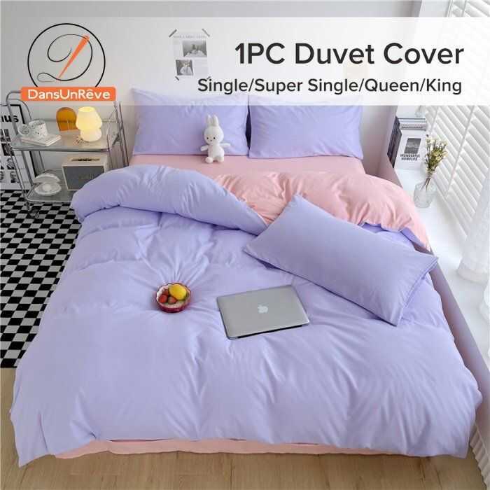 Dansunreve Duvet Cover Plain Quilt Cover Macaron Color Series Minimalist Comforter Cover Single/ Qu