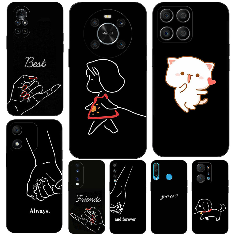 สําหรับ Honor 8X 10X Lite 10 Lite 10 i 10i โทรศัพท์ปกหลังซิลิคอนนุ่มสีดํา Tpu เสมอและ Forever เพื่อน
