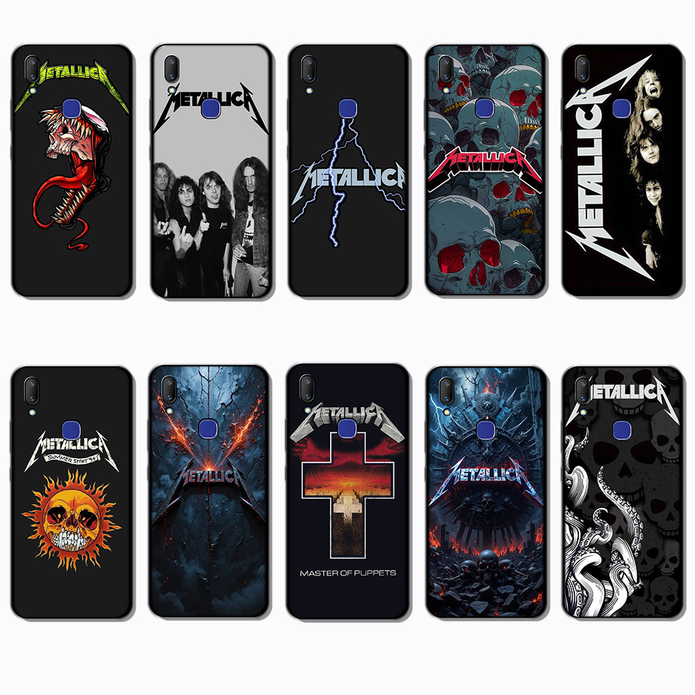 เคสโทรศัพท์สีดําแบบนุ่มสําหรับ Vivo Y31 Y3S Y35 Y36 Y50 Y51 Y55 Y55S Metallica caseg