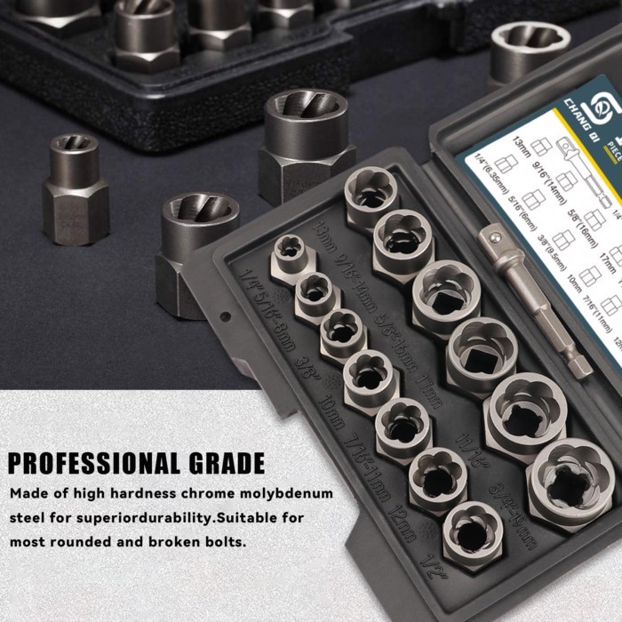 14pcs Socket Set Damaged Impact Socket Tool Set Nut And Bolt Extractor Impact Bolt & Nut Remover